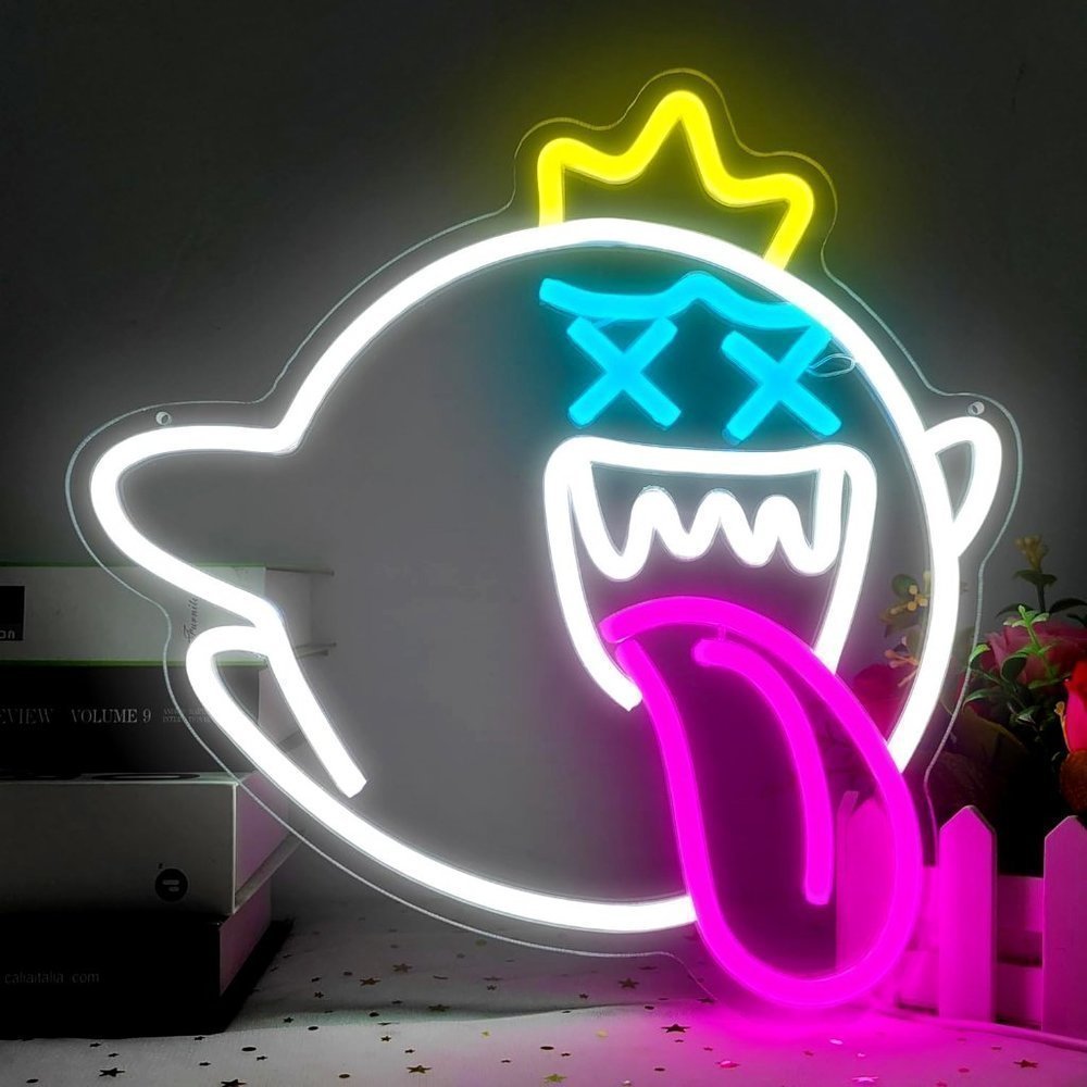 Boo Mario Kart Ghost Cartoon Video Game Neon Light Decor Man Cave Kid/Teen Room